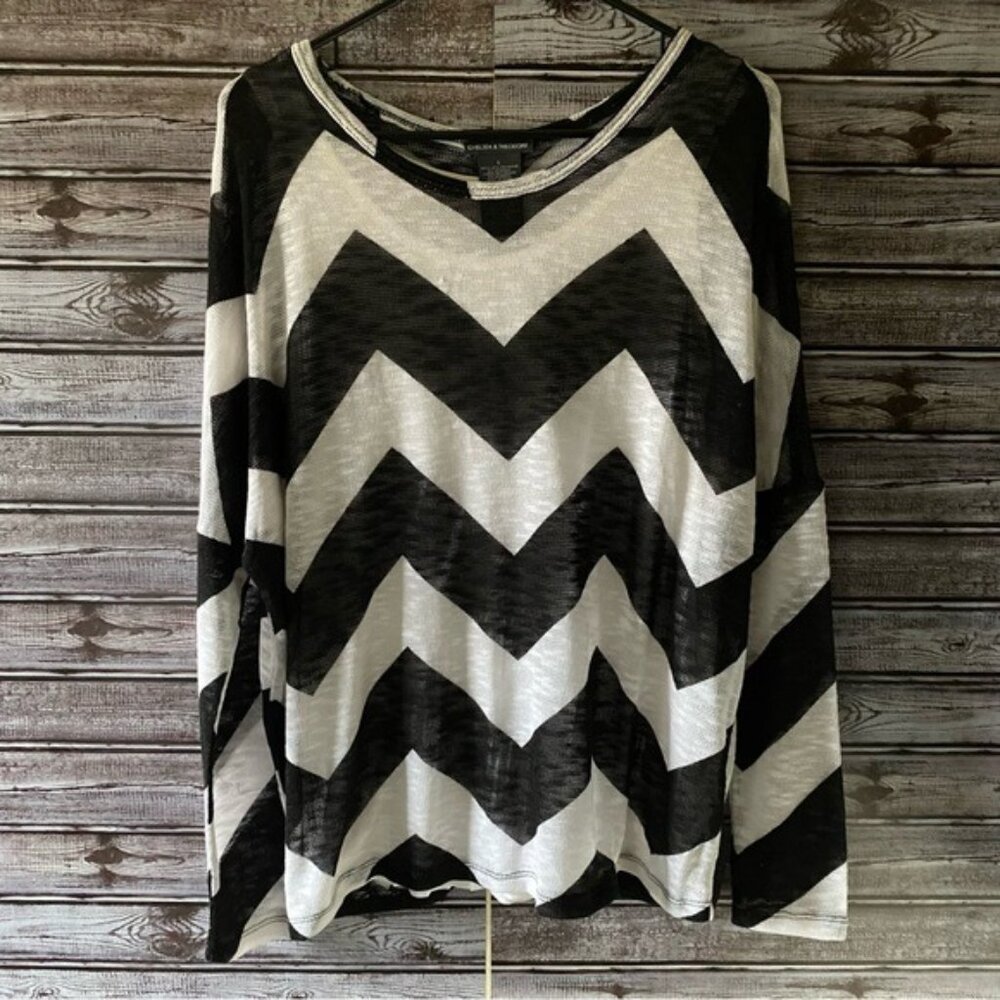 NWT Chelsea & Theodore Chevron Long-Sleeved Knit Top Pullover Size‎ L